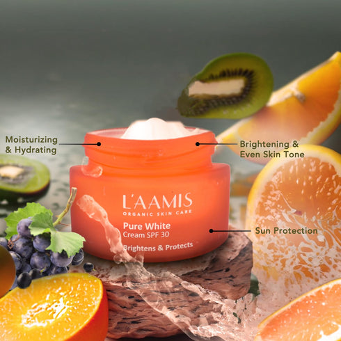 L’aamis Pure White Cream Spf 30 | UV Rays & Blue Light Protection & Moisturization | Suitable For All Skin Types| 50g